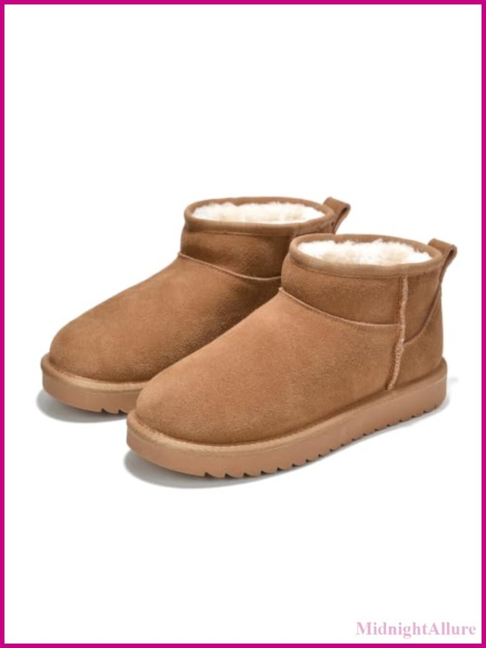 Genuine Leather Ankle Boots Plush Faux Fur Lined Water-Resistant